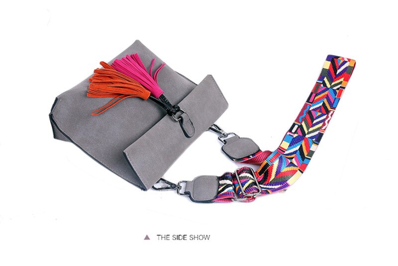 Leather Women's Shoulder Bag with Tassels