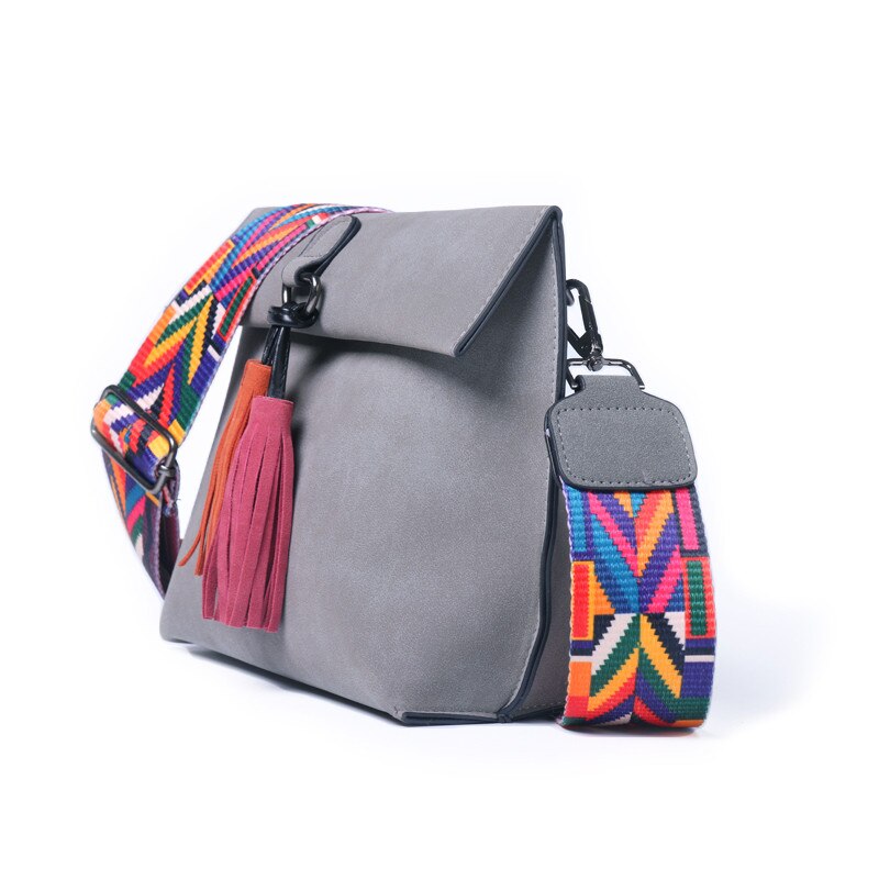 Leather Women's Shoulder Bag with Tassels