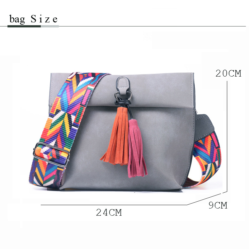 Leather Women's Shoulder Bag with Tassels